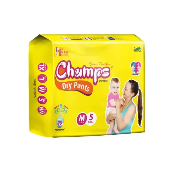 Baby Dry Pants Diapers (Medium, 5 Diapers) - M (5 Pieces)-1